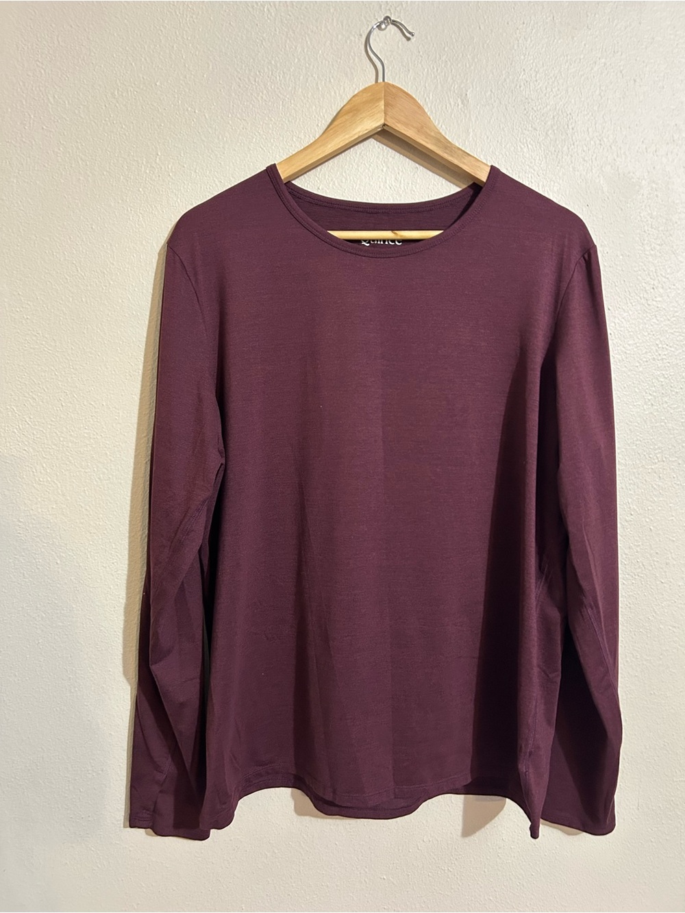 Quince Women’s Flowknit Ultra-soft Performance Long Sleeve Crewneck Top Burgundy